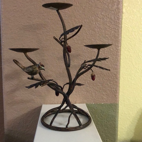 Other - Metal tree bird Candle holder